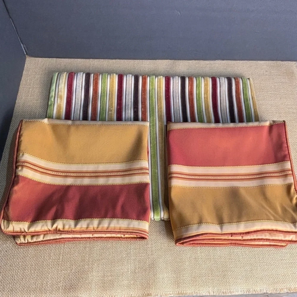 Pier 1 Set of‎ 3 Fall Throw Pillow Covers Zipper 2 Square 1 Rectangle Striped